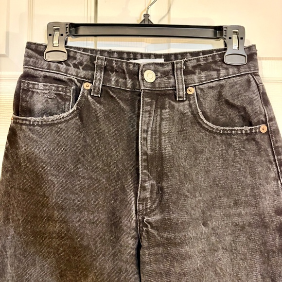 Zara Wide Leg Distressed Black Jeans Women's Size 6 - Picture 3 of 10